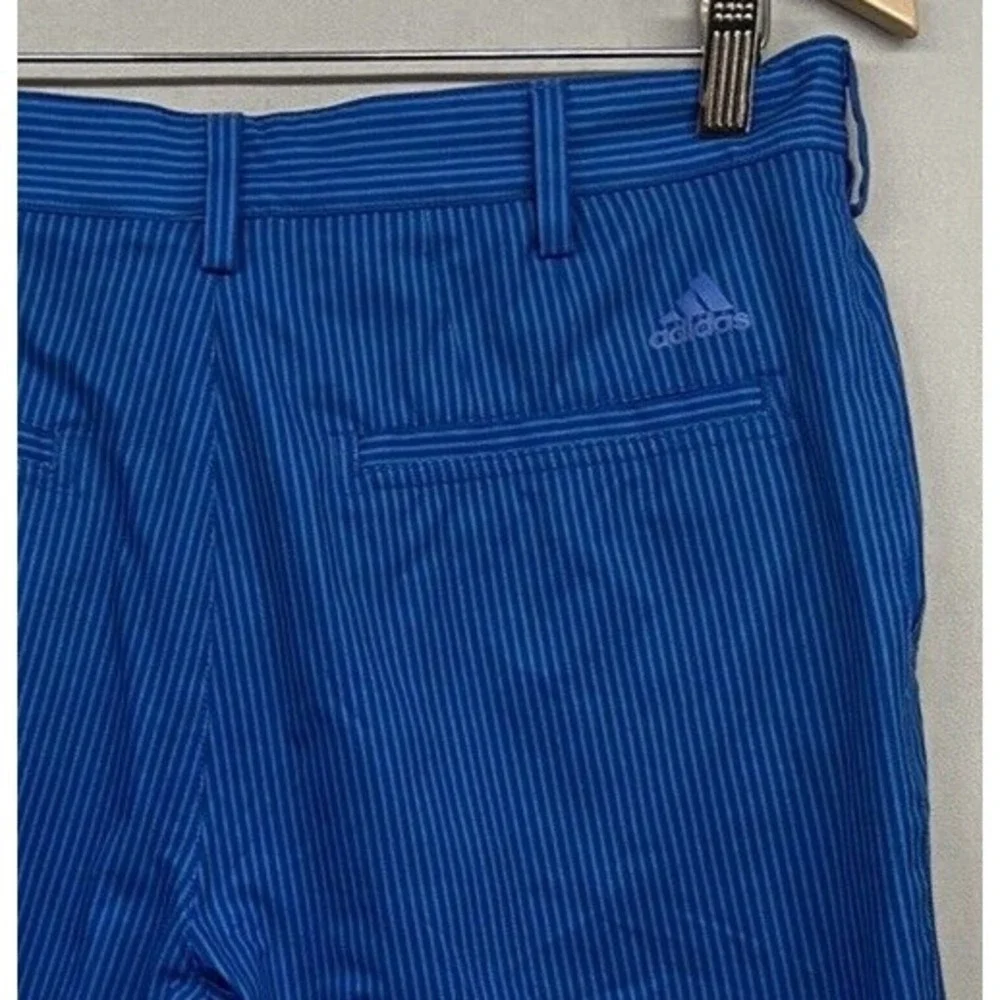 Adidas Golf Shorts Mens 32-Blue Striped-Flat Front-Casual-Lightweight-Beach-Logo